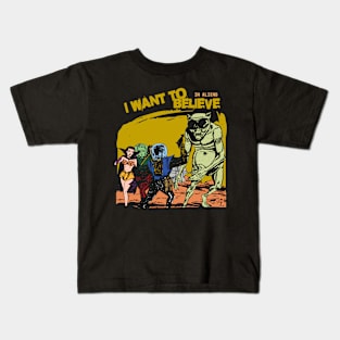 Funny Aliens i want to believe in aliens Kids T-Shirt